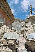  Ladakh - Lamayuru gompa, chortens and mani walls with graved stones